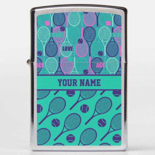 With name Minty and purple tennis rackets  Zippo Lighter