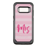 with Name Mrs Preppy Pink Stripes OtterBox Commuter Samsung Galaxy S8 Case