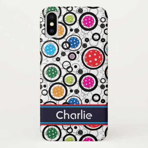 With name Pattern with Pickleballs iPhone X Case