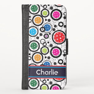 With name Pattern with Pickleballs iPhone X Wallet Case