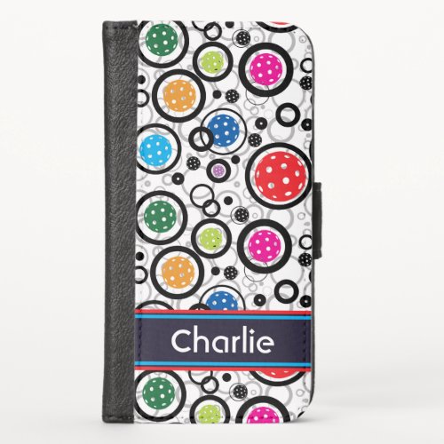 With name Pattern with Pickleballs  iPhone X Wallet Case