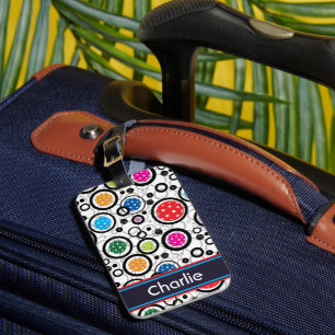With name Pattern with Pickleballs  Luggage Tag