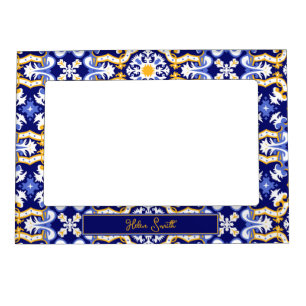 With name💙💛 periwinkle, blue and yellow Azulejos Magnetic Frame