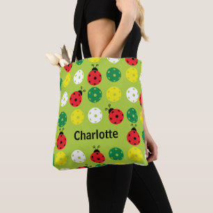 With name 🐞Pickleball ladybugs and pickleballs Tote Bag