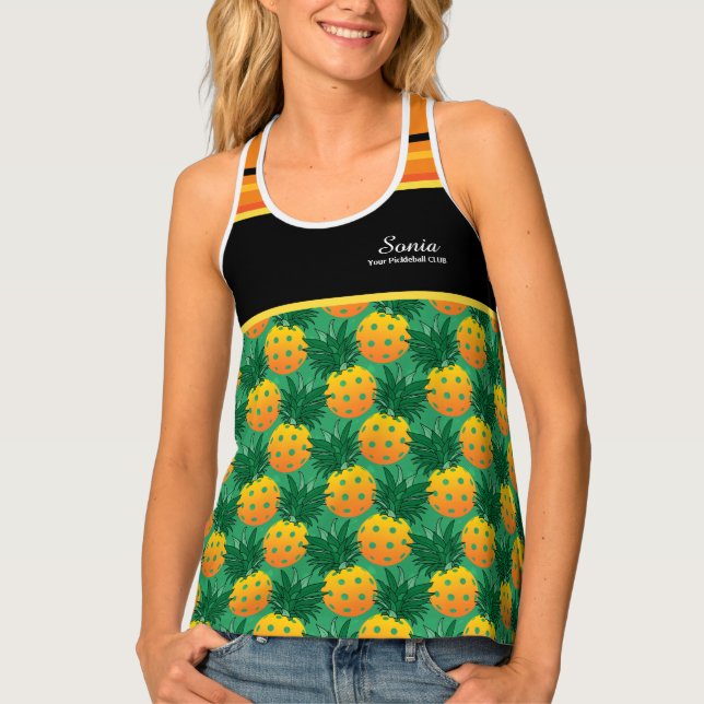 With name sweet pineapple pickleball small tile  tank top (Front)