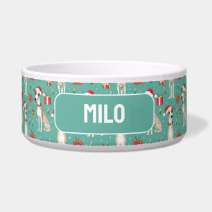 With name Whimsical Whippet Christmas Bowl