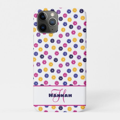 With name Yellow and purple pickleballs   iPhone 11 Pro Case