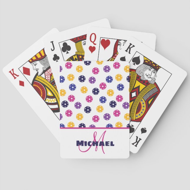 With name 💛Yellow and 💜purple pickleballs  Poker Cards (Back)