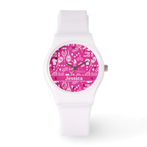 With namepink tennis pattern  watch