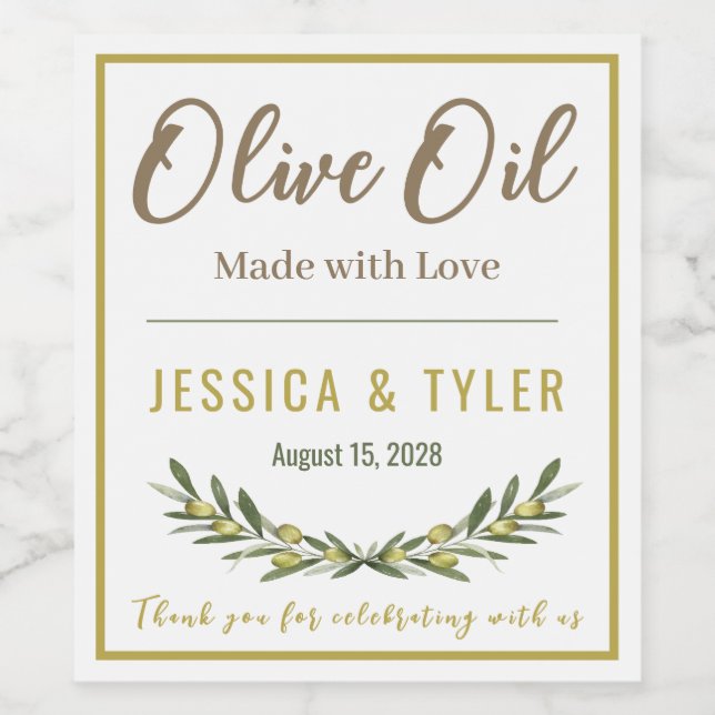 With Olive Our Love Wedding Bottle Label OL008wn (Single Label)