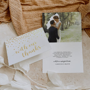With Our Thanks Wedding Photo Gold Foil Thank You Card