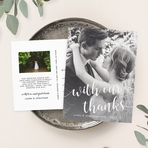 With Our Thanks  Wedding Photo Thank You Postcard