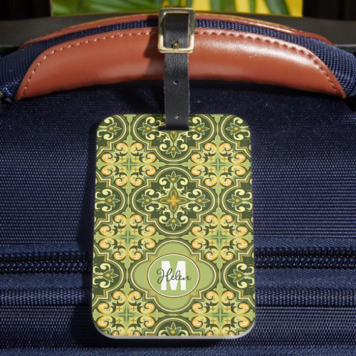 With own name olive and yellow Azulejos Luggag Luggage Tag