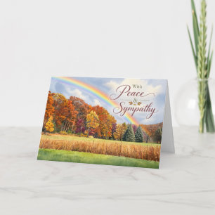 With Peace and Sympathy Autumn Rainbow Condolences Card