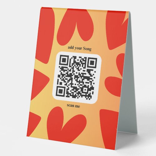 With personalized song by QR code Table Tent Sign