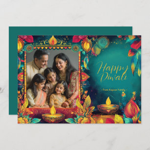 With Photo & custom text Radiant Turquoise Diwali