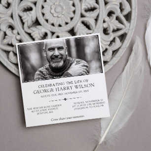 With Photo Elegant Minimalist Celebration of Life Invitation