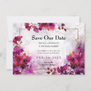 With photo Fuchsia Enchantment: Watercolor Save The Date