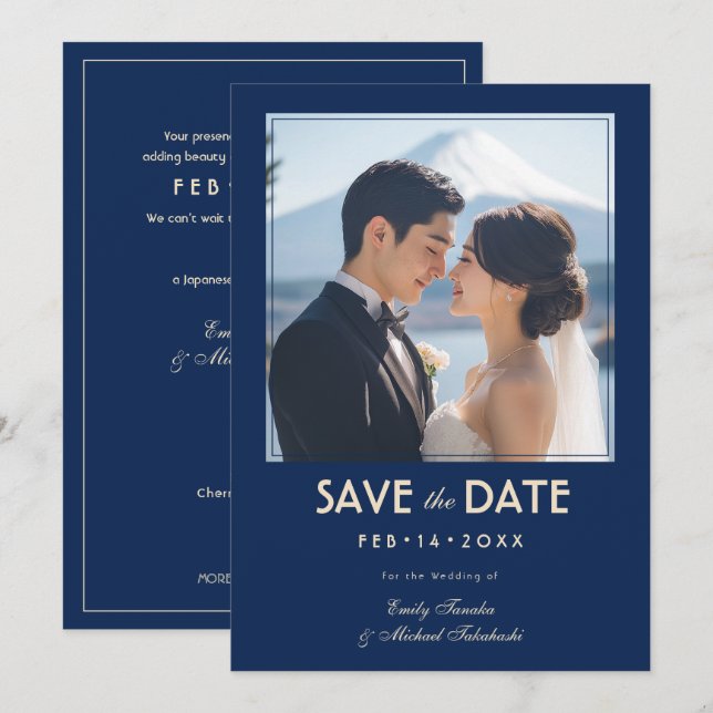 With photo Japonesque Harmony with Fuji Save The Date (Front/Back)