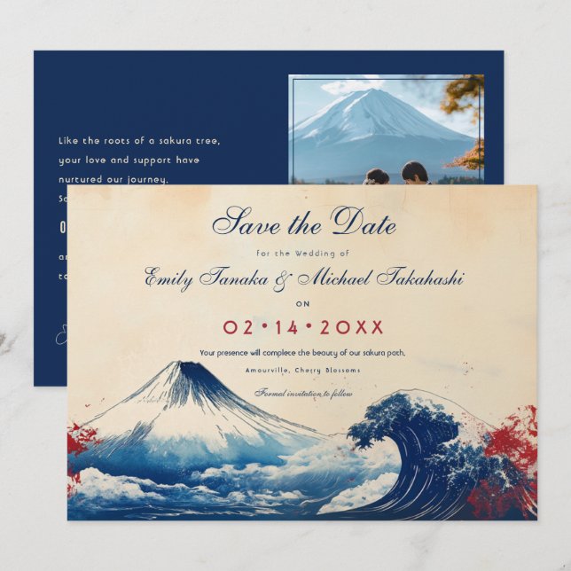 With photo Japonesque Harmony with Fuji Save The Date (Front/Back)