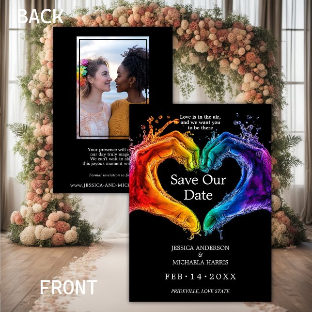 🌈❤️With photo LGBTQ Heart of Pride wedding Save The Date (With photo LGBTQ Heart of Pride wedding Save The Date)