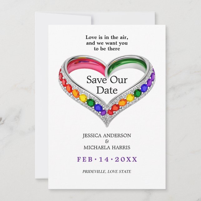 🌈 🐦 With photo LGBTQ Intertwined in Pride Save The Date (Front)