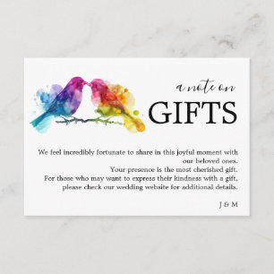 With photo LGBTQ+ note on Gifts Rainbow Lovebirds Enclosure Card