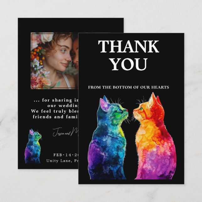 With photo 🌈  Purrfectly Yours: Purrfectly  Thank You Card (Front/Back)
