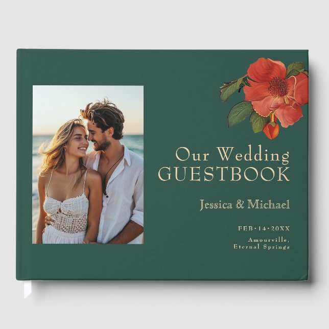 🌹 With photo Rose Romance: Art Nouveau Splendor Guest Book (Front)