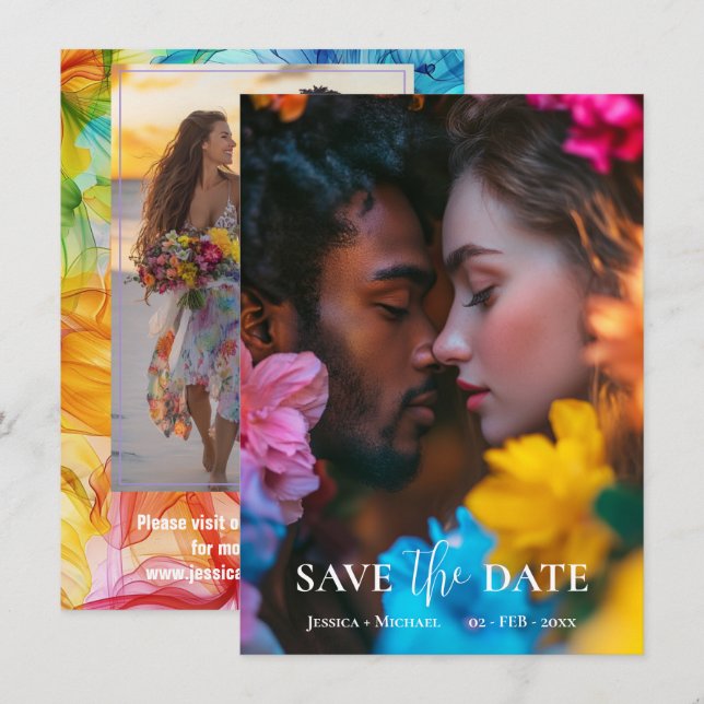 With photos Ethereal Bloom  Save The Date (Front/Back)