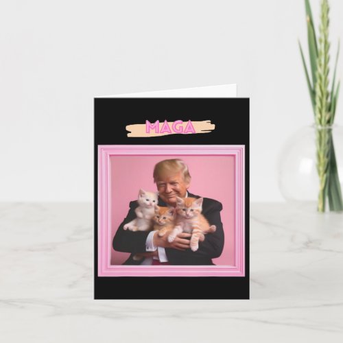 With Pink Color And Cute Kittens And Cats  Card