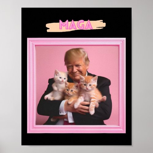 With Pink Color And Cute Kittens And Cats  Poster