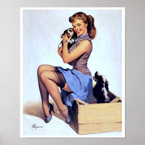 With Puppies Pin Up Poster