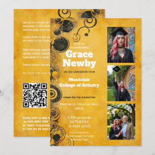 🎓With QR Artistic Flourish Graduation Invitation