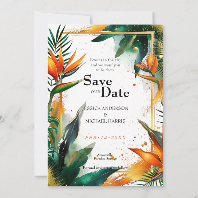 With QR code  Birds of Paradise Bliss Save The Date (Front)