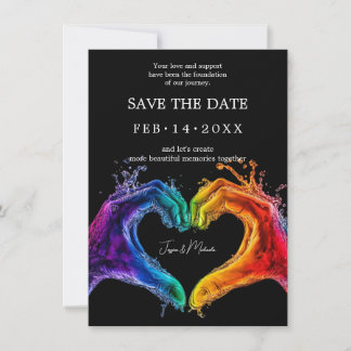 🌈❤️With QR code LGBTQ Heart of Pride wedding Save The Date