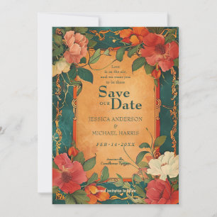 🌹 With QR Rose Romance: Art Nouveau Splendor Save The Date