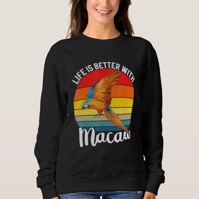 With Scarlet Macaw Colourful Parrot Bird Sweatshirt (Front)