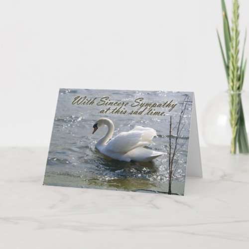 With Sincere Sympathy Swan Card