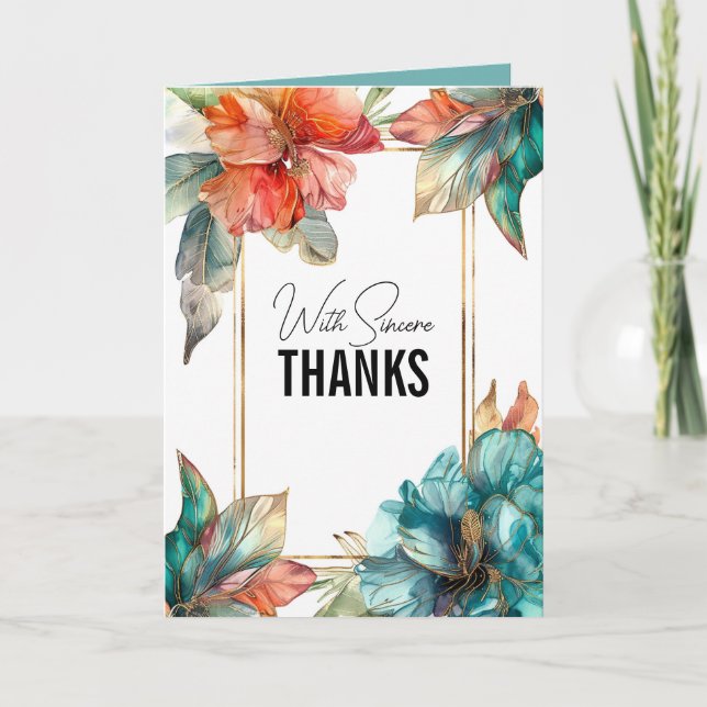 With Sincere Thanks Hibiscus Serenade Paradise Thank You Card (Front)