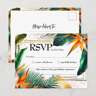 With song, Birds of Paradise Bliss RSVP  Invitation Postcard