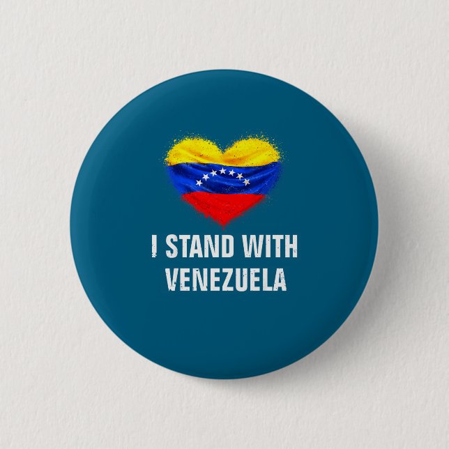 With Stand Venezuela Flag Support Freedom Button (Front)