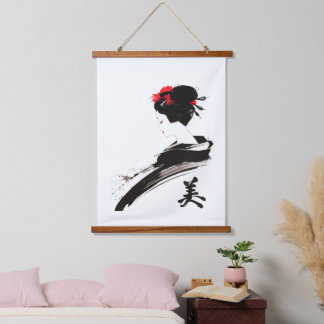 with sumi-e Beauty ink art Hanging Tapestry