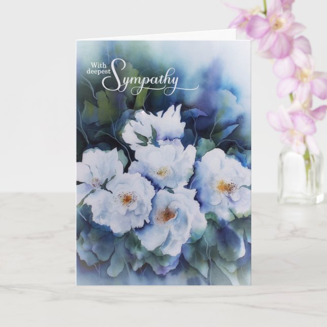 With Sympathy Blue Floral Condolences Card (Orchid)