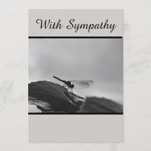 With Sympathy Card showing dragonfly in gray scale
