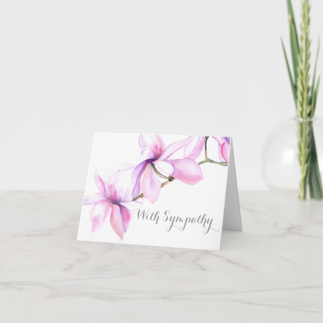 With Sympathy card (water color Magnolia flowers) (Front)