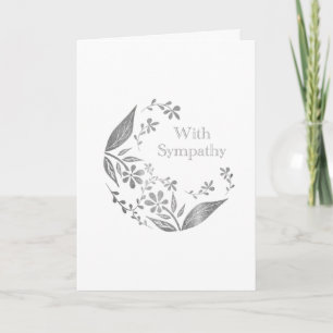 With Sympathy Elegant Silver Glitter Floral Card