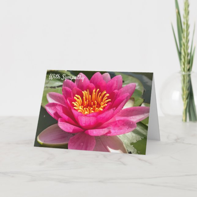 With Sympathy - Floral Water Lily Holiday Card (Front)