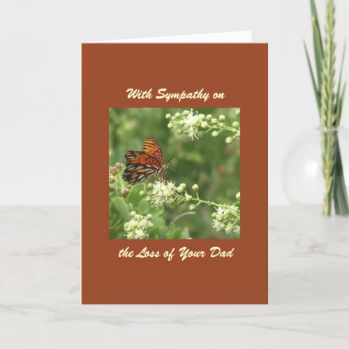 With Sympathy Loss of Dad Orange Butterfly Card