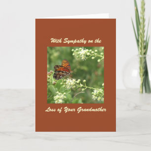 With Sympathy, Loss of Grandmother, Butterfly Card